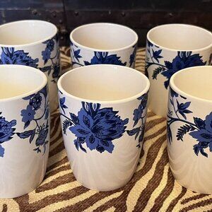 NEW Set of 6 Wild Flowers Blue & White Ceramic Coffee Tea Mug